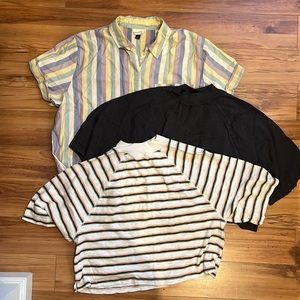 Universal Thread 3 shirt bundle! Size XL button up mock neck top Target striped